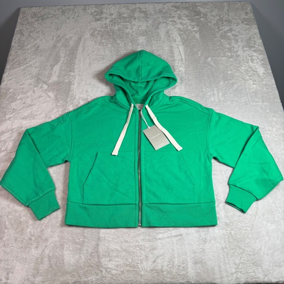 Everlane Tops - NWT Everlane Womens Organic Cotton Full-Zip Cropped Hoodie Green XXS